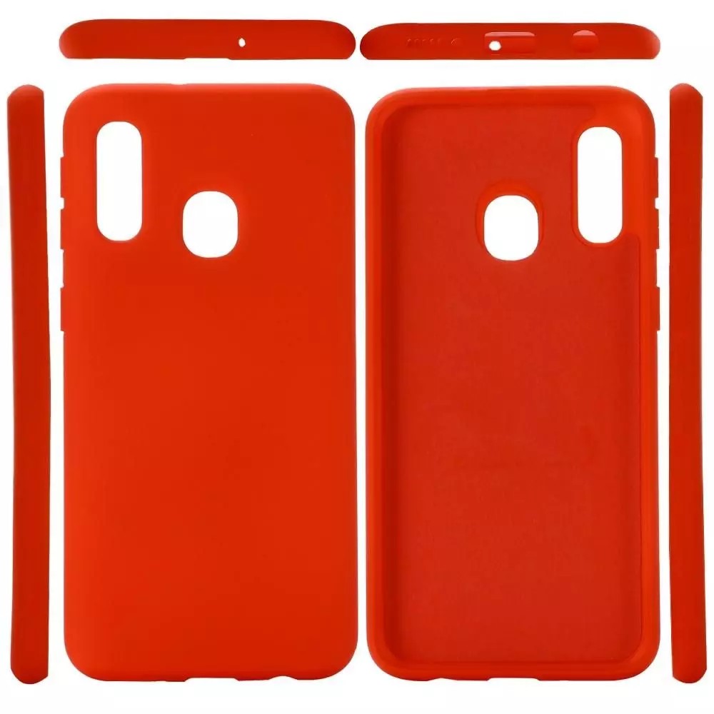 Husa Liquid Silicone Case pentru Samsung Galaxy A41, interior microfibra, rosie 3