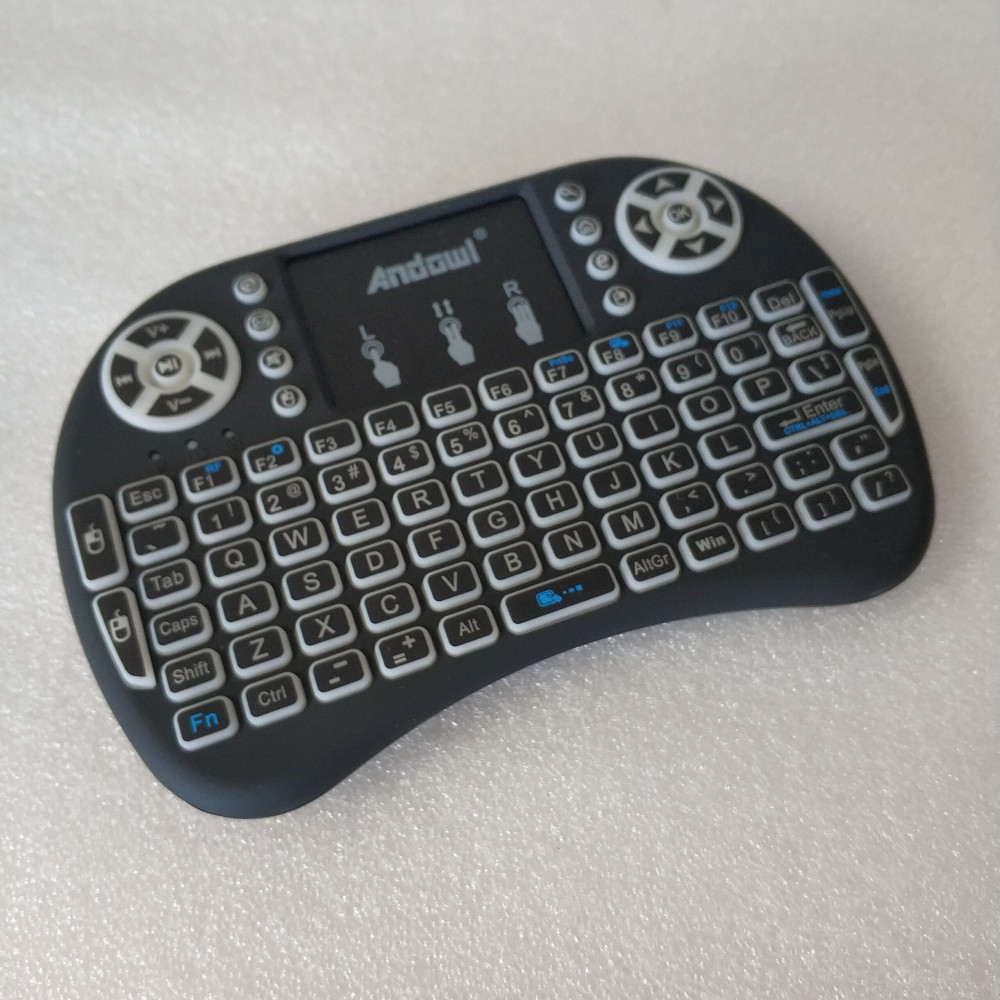 Mini tastatura Andowl Q-K07, Bluetooth + Wireless 2.4 Ghz, Touchpad, iluminare RGB, acumulator BL-5C 4