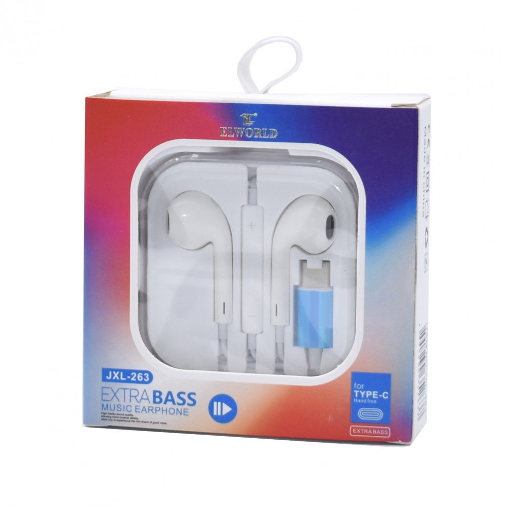 Casti audio cu microfon JXL-263, conector Type-C, albe 5