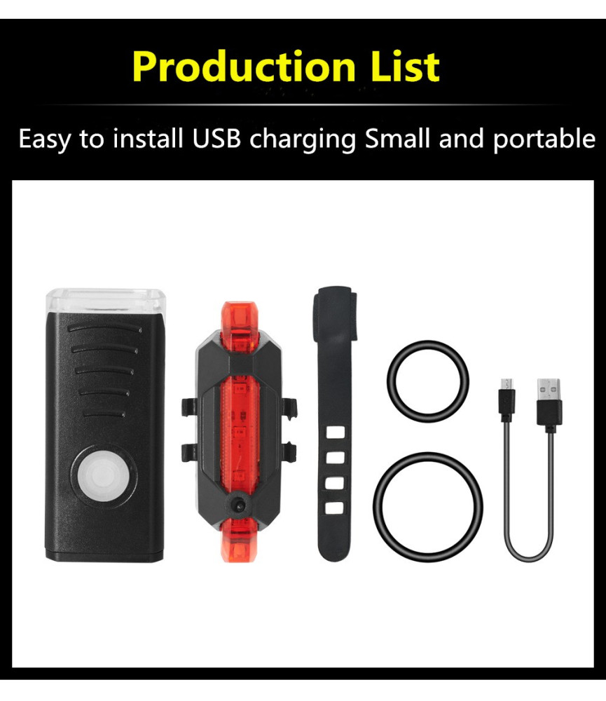 Set lanterna si lumina stop pentru bicicleta HY-025, incarcare USB 4