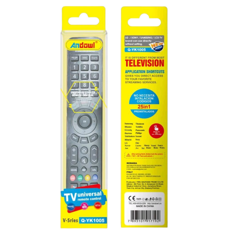 Telecomanda TV universala Andowl Q-YK1005 pentru TV LG / SONY / SAMSUNG / PANASONIC / PHILIPS etc. 4