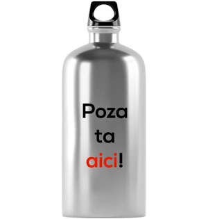 Bidon sport metalic, personalizat cu poza ta, arginitiu, 500 ml