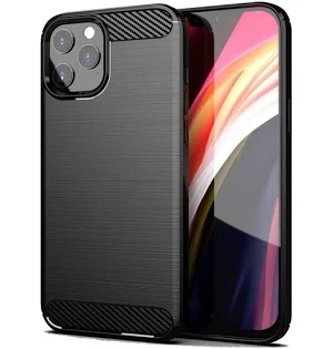 Husa Apple iPhone 14, Carbon Fiber, TPU moale cu aspect carbon, neagra