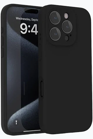 Husa Apple iPhone 16 Pro, Luxury Silicone, catifea in interior, protectie camere, neagra