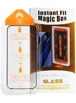 Folie sticla Apple iPhone 16 Plus, Full Glue, Instant Fit Magic Box,  kit instalare rapida, margini negre