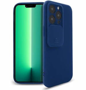 Husa Apple iPhone 13 Pro, Vertical Slide TPU, silicon moale, flexibil, albastra