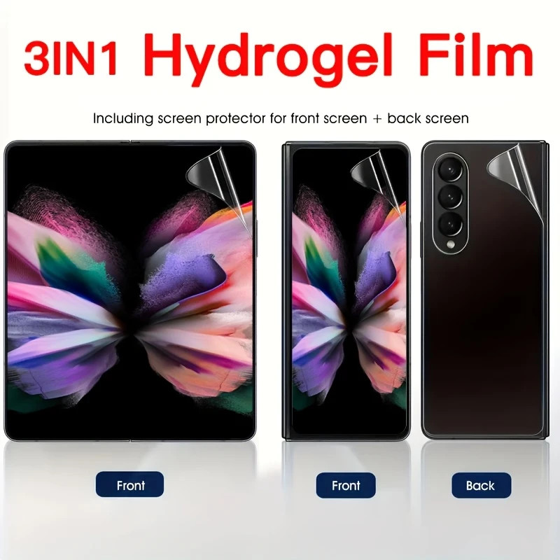 Set 3 folii protectie Honor Magic V2, Hydrogel, front/front/back, ultra subtiri, transparente 3