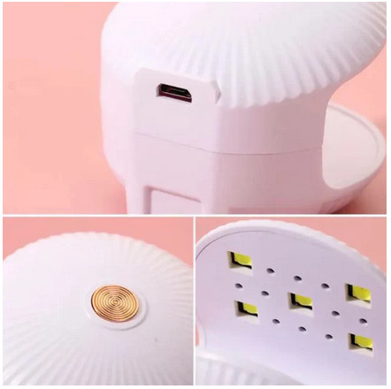 Mini lampa UV Aorlis AO-78040, 5 LED-uri, 6W, actionare pe unghie, roz 2