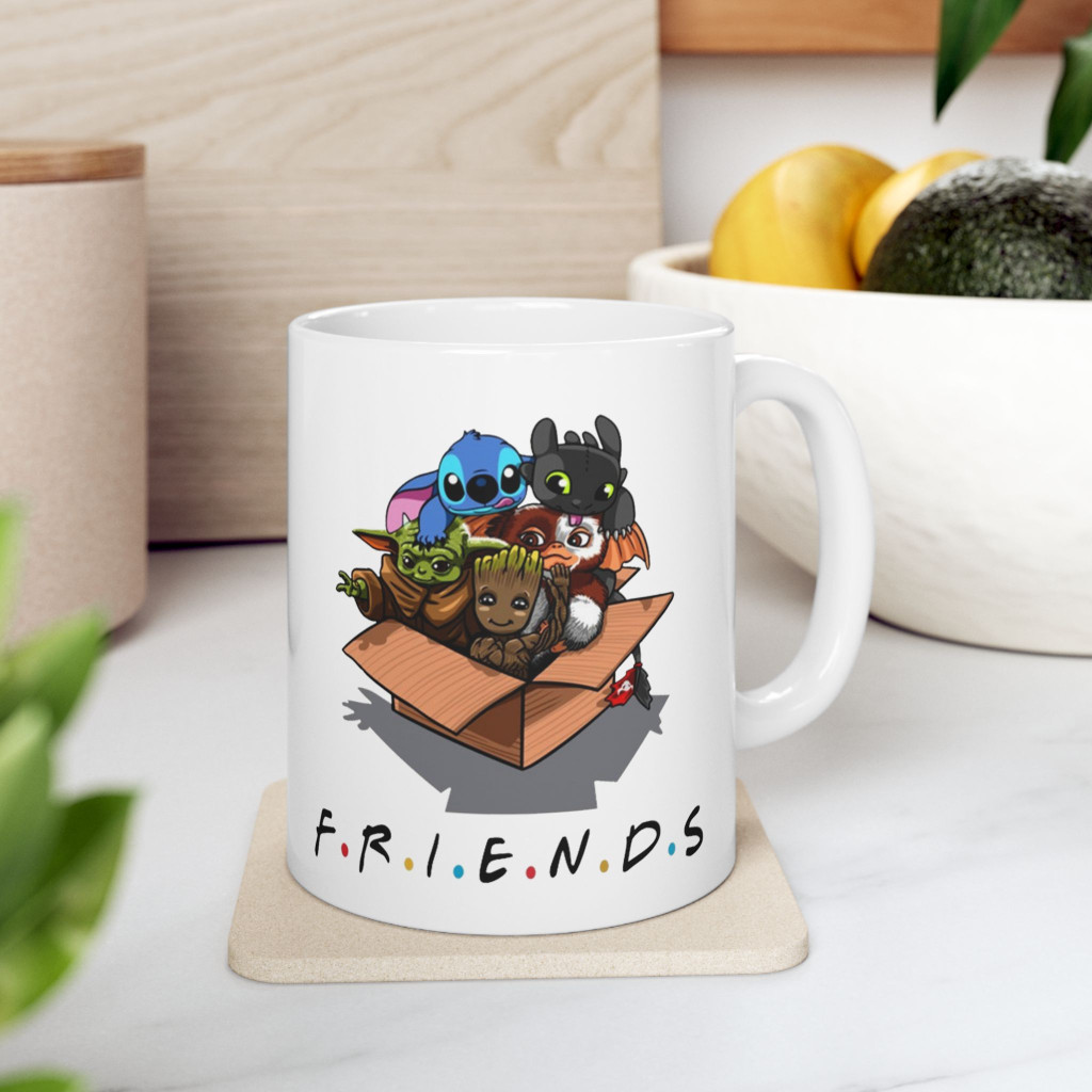 Cana ceramica personalizata, design Stitch Friends, 330 ml, alba 2