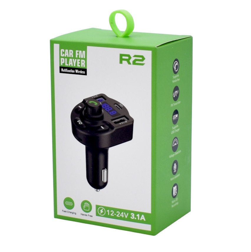 Modulator FM Bluetooth R2, incarcator auto 2 porturi USB + 1 port PD, 5V/3.1A, ecran LED, negru 3