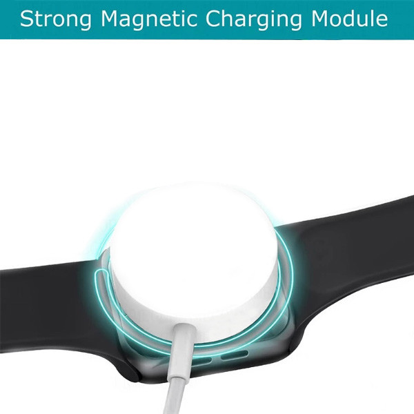 Cablu incarcator magnetic compatibil Apple Watch 7/8/9/SE 2/Ultra, conector type-C, alb 3