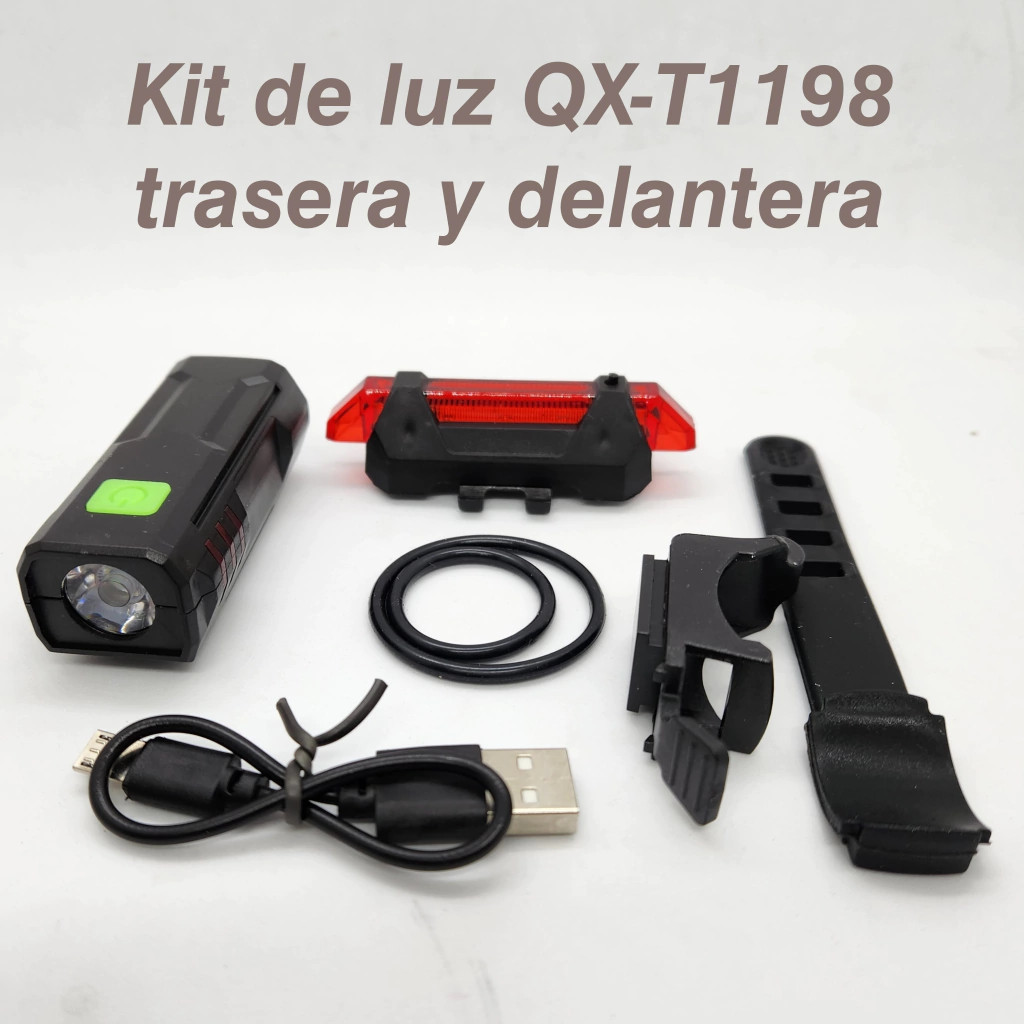 Set lanterna si lumina stop pentru bicicleta QX-T1198, incarcare USB 2