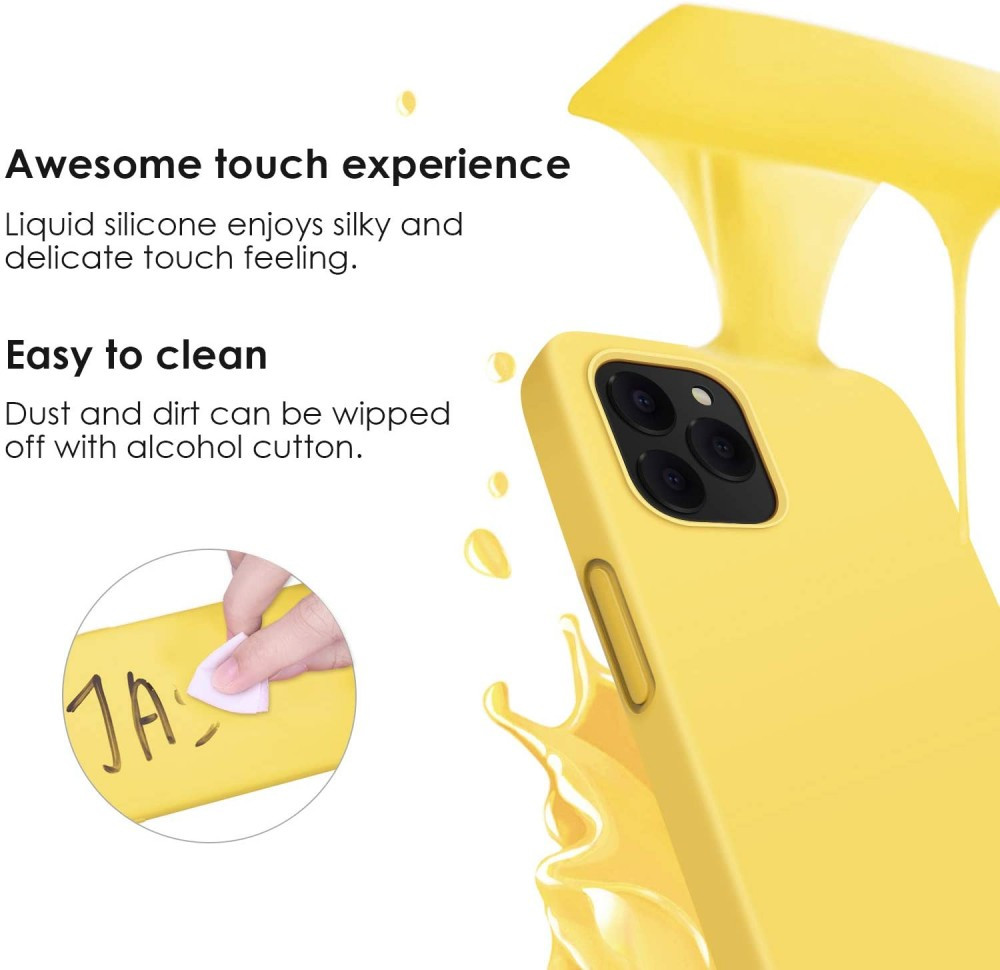 Husa Apple iPhone 11 Luxury Silicone, catifea in interior, galbena 4