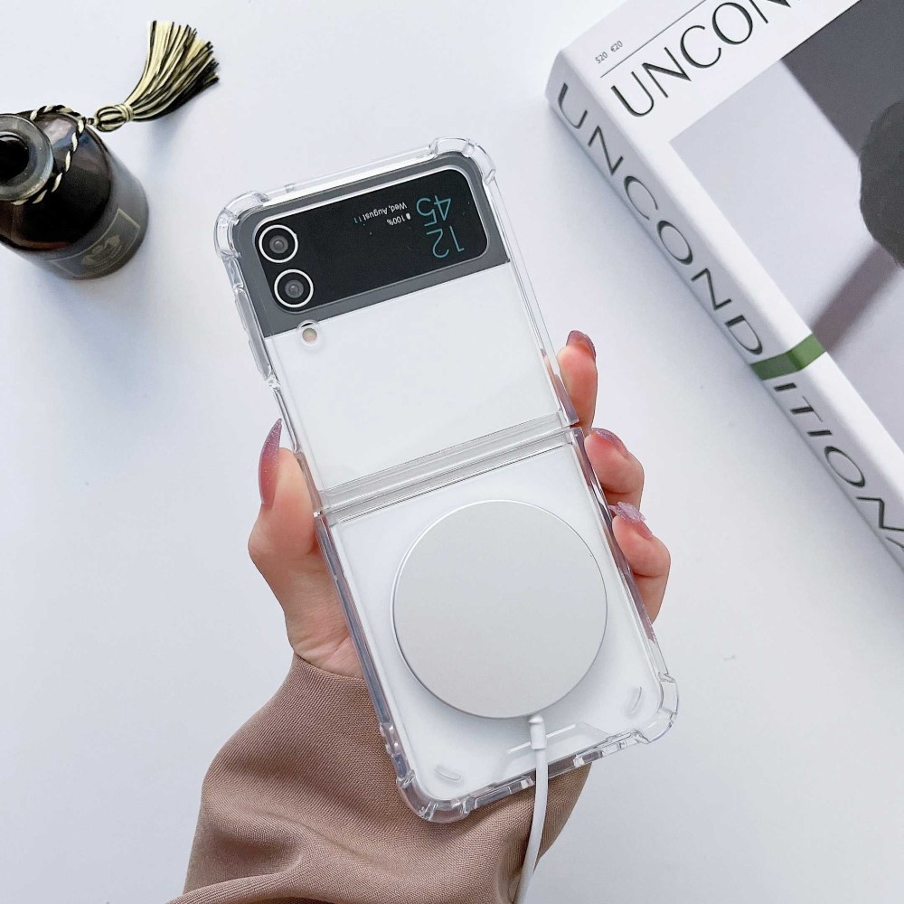 Husa protectie Samsung Galaxy Z Flip4, compatibila MagSafe, hybrid PC + TPU, transparenta 4