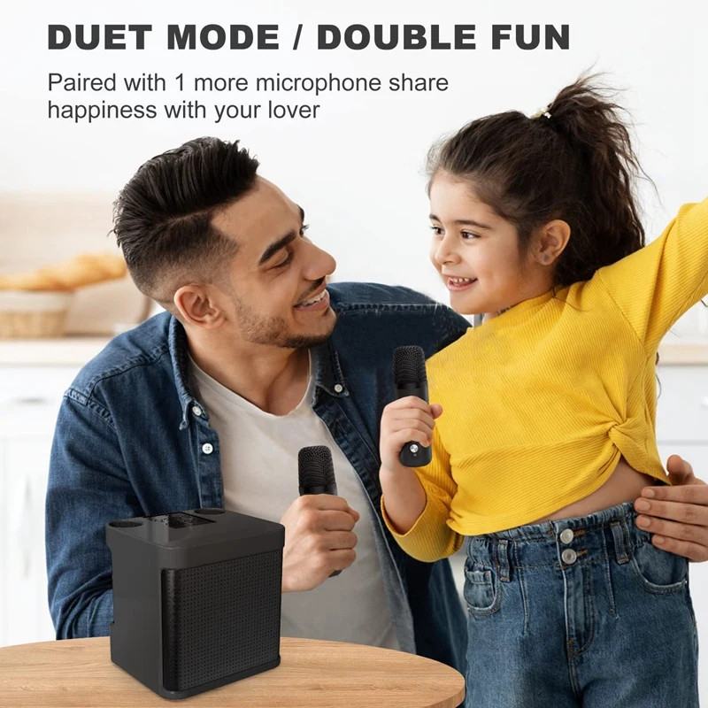 Set boxa si  doua microfoane Karaoke HL-233, bluetooth, lumina RGB, functie efecte voce, 10W, negre 3