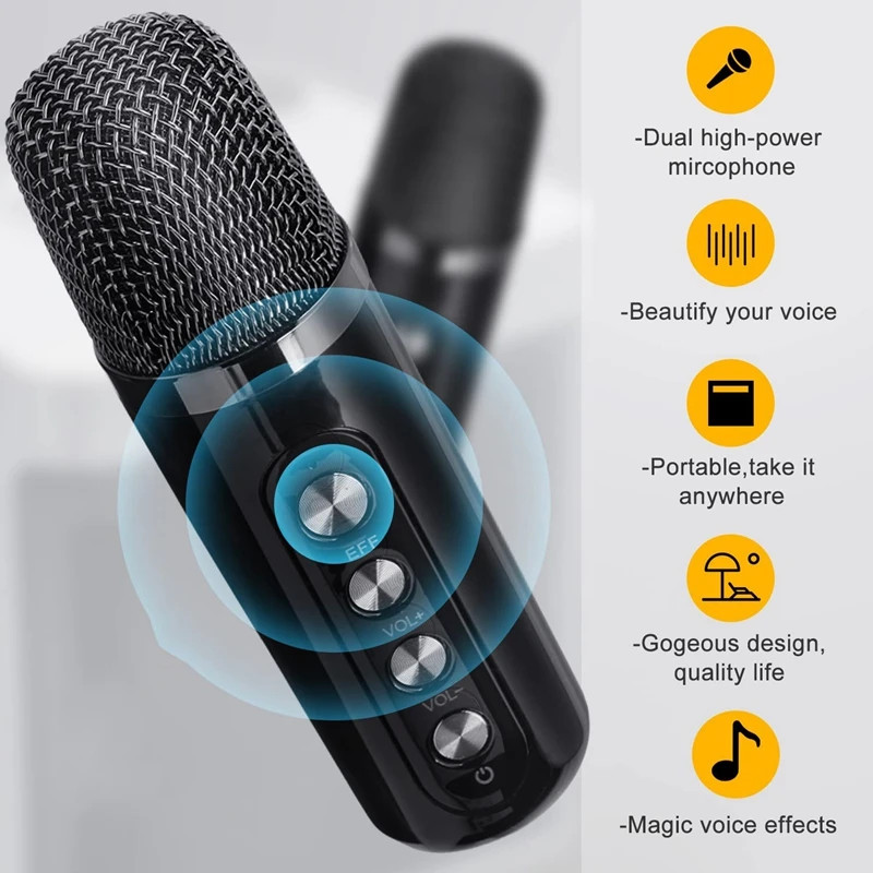 Set boxa si  doua microfoane Karaoke HL-233, bluetooth, lumina RGB, functie efecte voce, 10W, negre 4