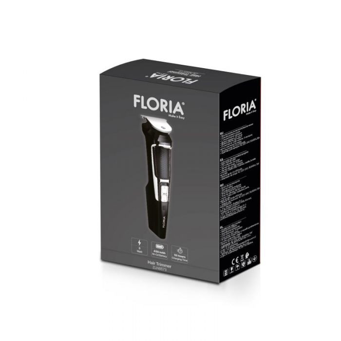 Aparat de tuns Floria ZLN8573, acumulator intern, incarcare cablu 220V, pentru par si barba, negru 2