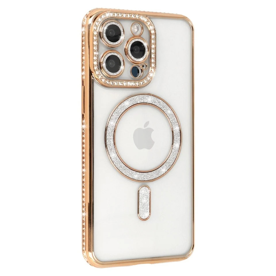Husa Apple iPhone 16, Electroplating Bling Magsafe, protectie camera, margini aurii 2