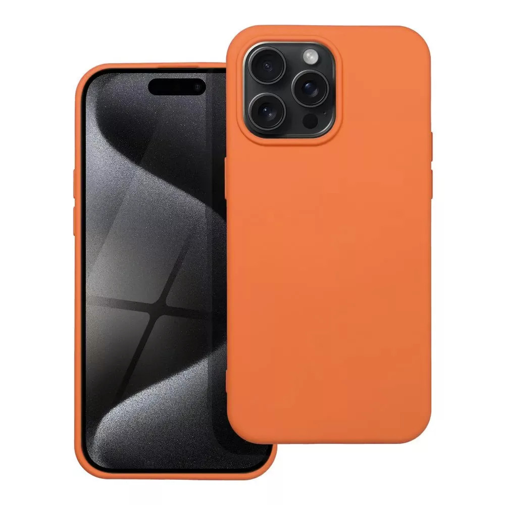 Husa Apple iPhone 16 Pro Max, Luxury Silicone, catifea in interior, portocalie 2
