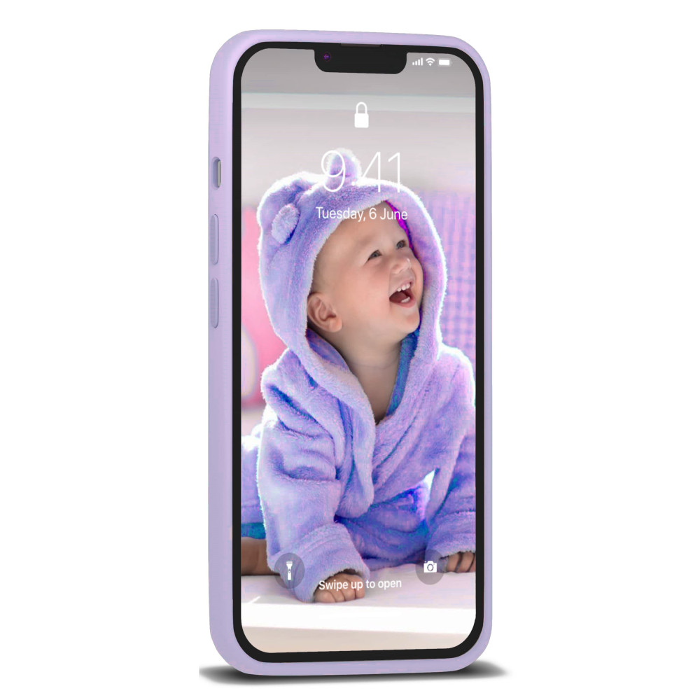 Husa Apple iPhone 13 Pro Max, Luxury Silicone, catifea in interior, mov lila 2