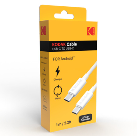 Cablu de date si incarcare KODAK, Type-C to Type-C, 1 metru, 2A/10W/5V, alb 2