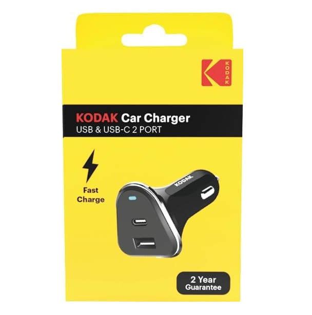 Incarcator auto KODAK, dual port USB-A + PD/USB-C, 3A, fast charge, negru 2
