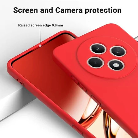 Husa protectie Oppo Reno 12F 5G, Luxury Silicone, catifea in interior, protectie camere, rosie 3