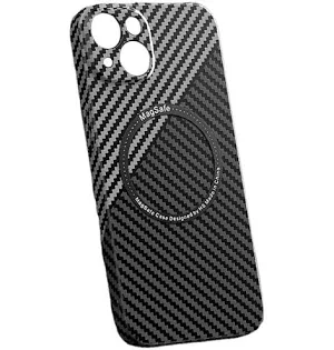 Husa Apple iPhone 14 Plus (14+), iPefet Carbon, textura kevlar, Magsafe, negru/gri