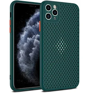 Husa Breath Case pentru Apple iPhone 12 Mini (5.4), silicon moale cu perforatii, verde