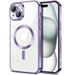 Husa Apple iPhone 16, Magsafe Electroplating TPU, protectie camera, margini mov