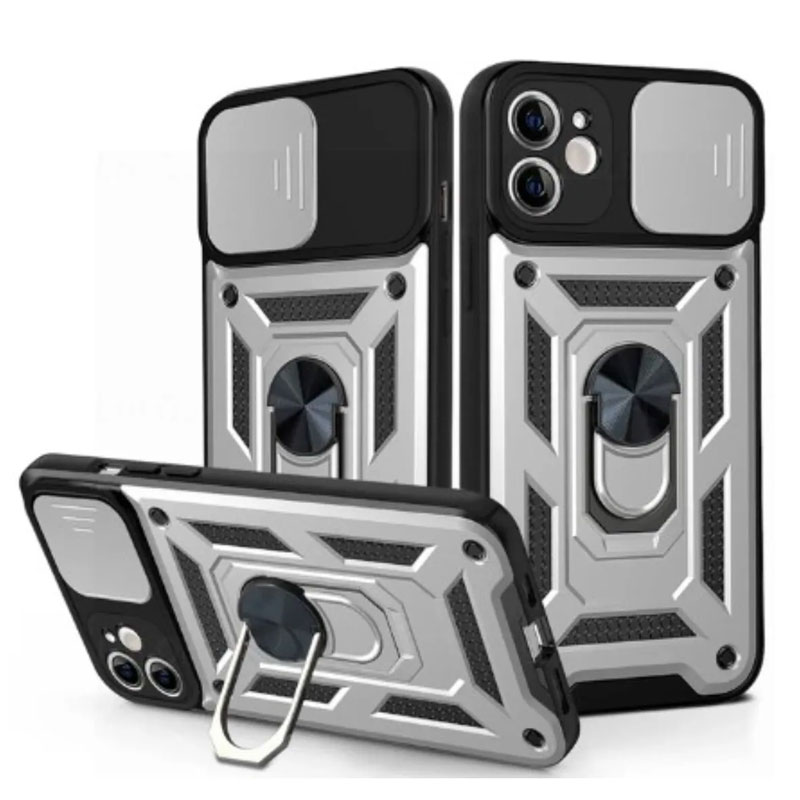 Husa Oppo A80, Camshield Armor, inel sustinere, protectie camera, Silver