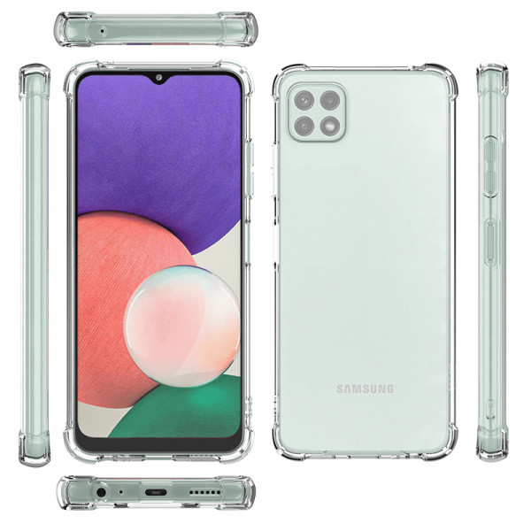 Husa Samsung Galaxy A22 5G TPU transparent, intarituri in colturi, protectie camera, grosime 1,5 mm 2