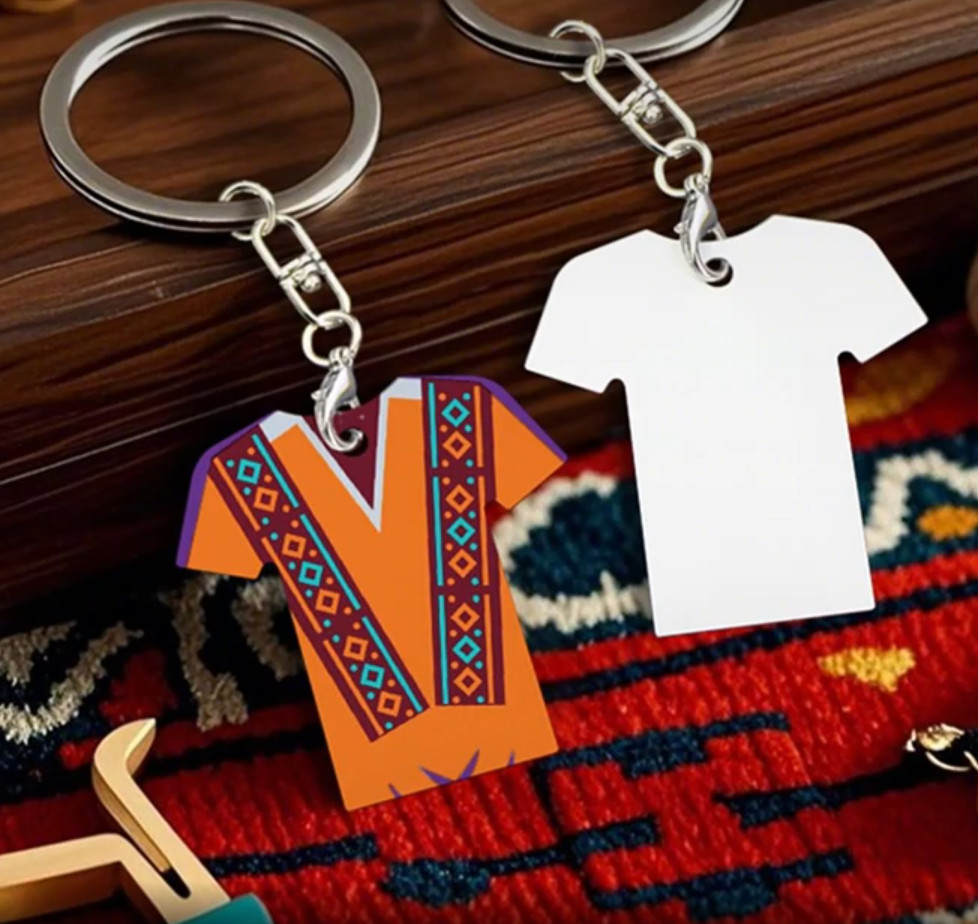 Breloc din MDF (lemn) personalizat cu poza ta, inel de sustinere metalic, design tricou, imprimare pe ambele fete 2