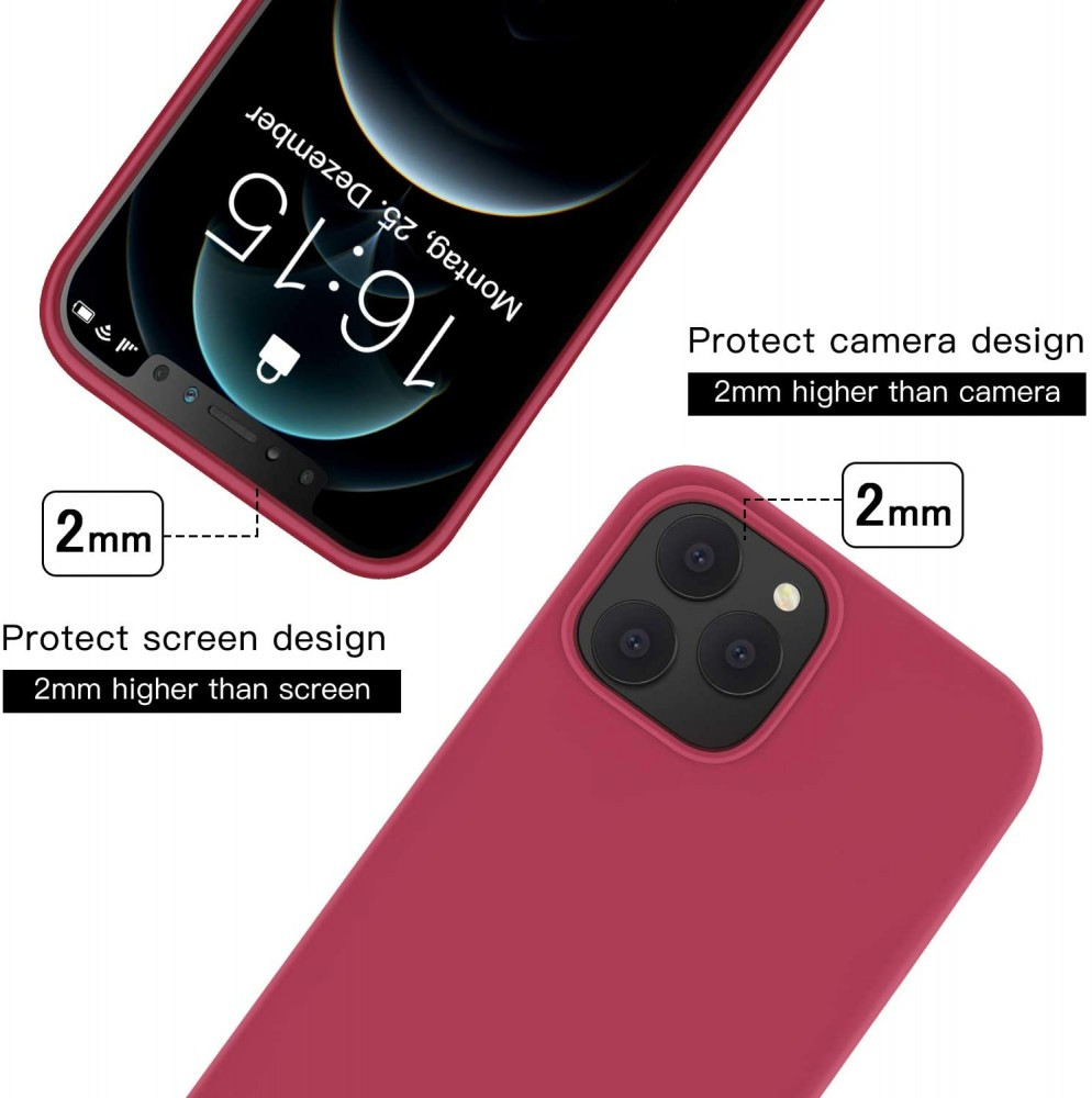 Husa Apple iPhone 12 Pro Max Luxury Silicone, catifea in interior, rosu burgund 3