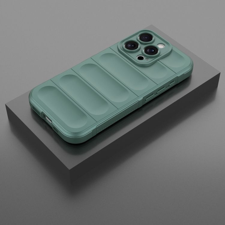 Husa Apple iPhone 15 Pro, Wave Silicone, protectie camera, catifea in interior, deep green 2