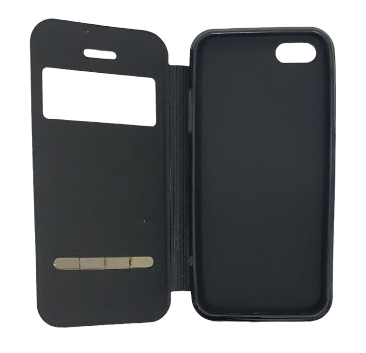 Husă protectie Apple Iphone 5/5S/SE, Tiger Case, tip carte, fereastra notificari, maro deschis 3