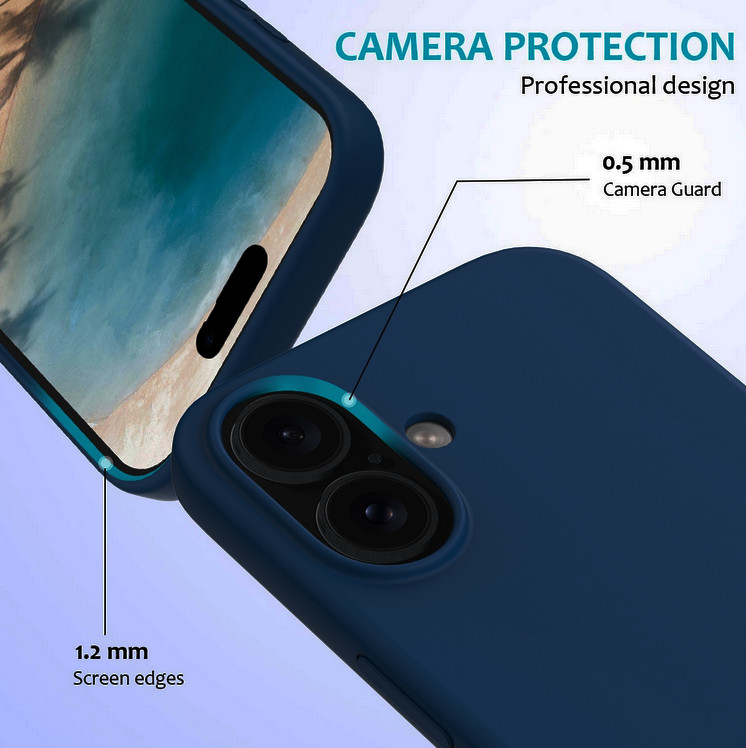 Husa Apple iPhone 16, Luxury Silicone, catifea in interior, albastru inchis 3