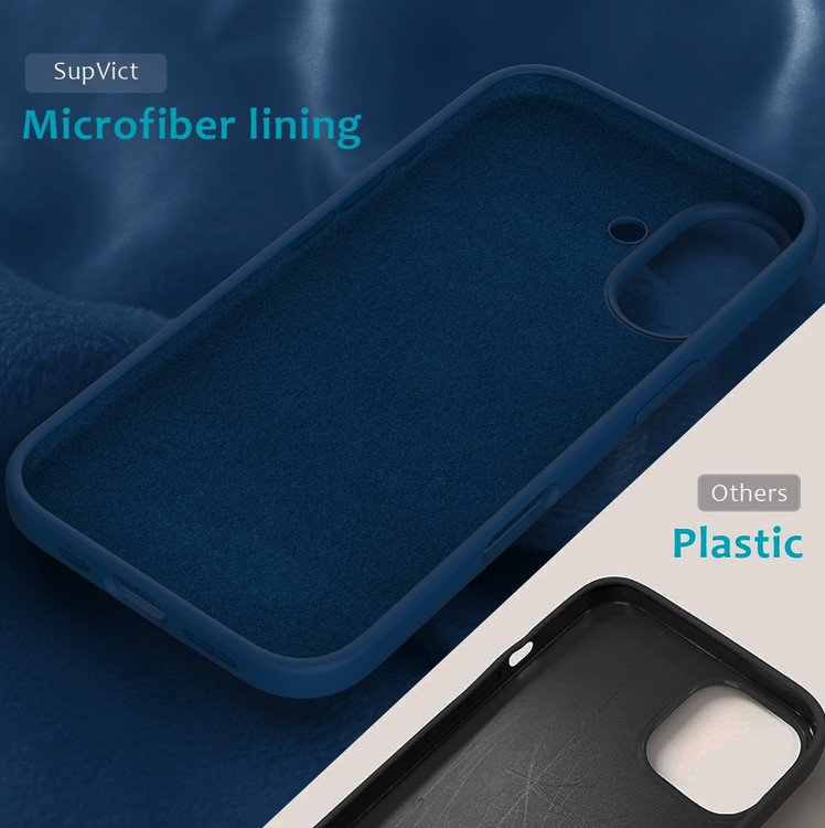 Husa Apple iPhone 16, Luxury Silicone, catifea in interior, albastru inchis 4