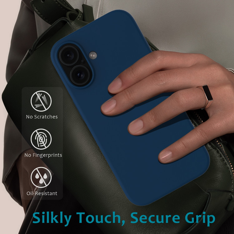 Husa Apple iPhone 16, Luxury Silicone, catifea in interior, albastru inchis 5