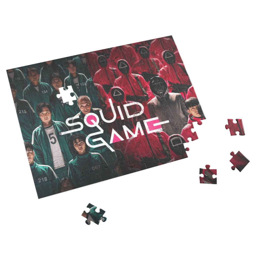 Puzzle 80 piese, 20 x 15 cm, personaje Squid Game, model 1 2