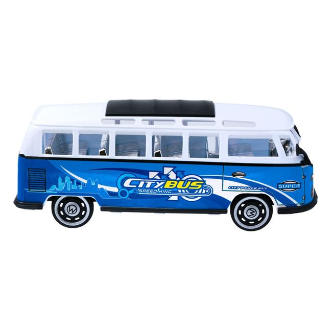 Jucarie autobuz de oras, friction, alb/bleu 2