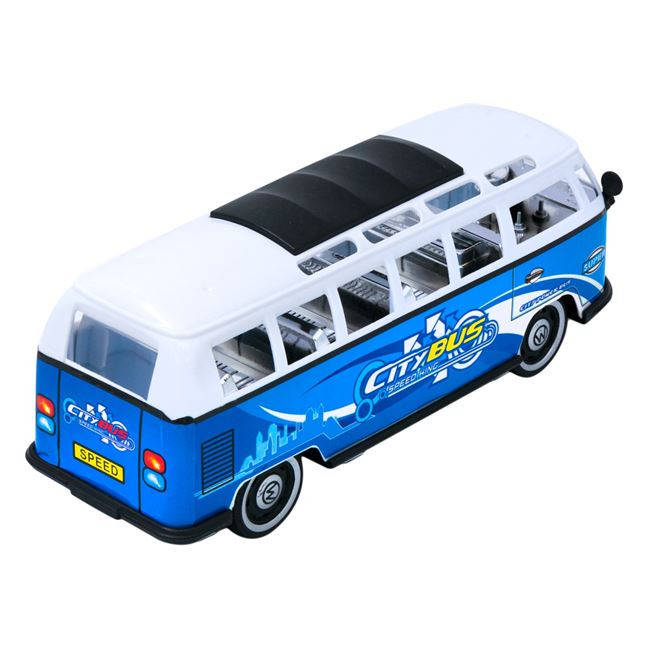 Jucarie autobuz de oras, friction, alb/bleu 3