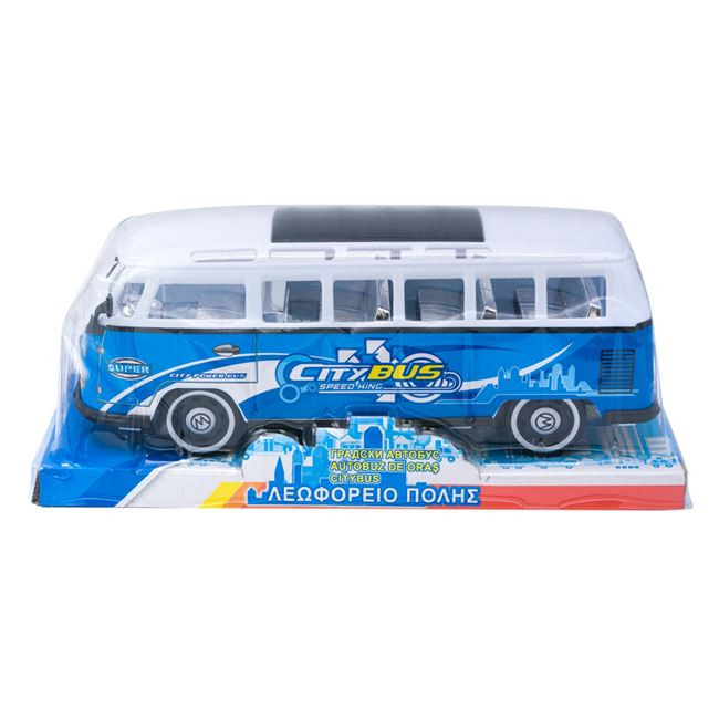 Jucarie autobuz de oras, friction, alb/bleu 4