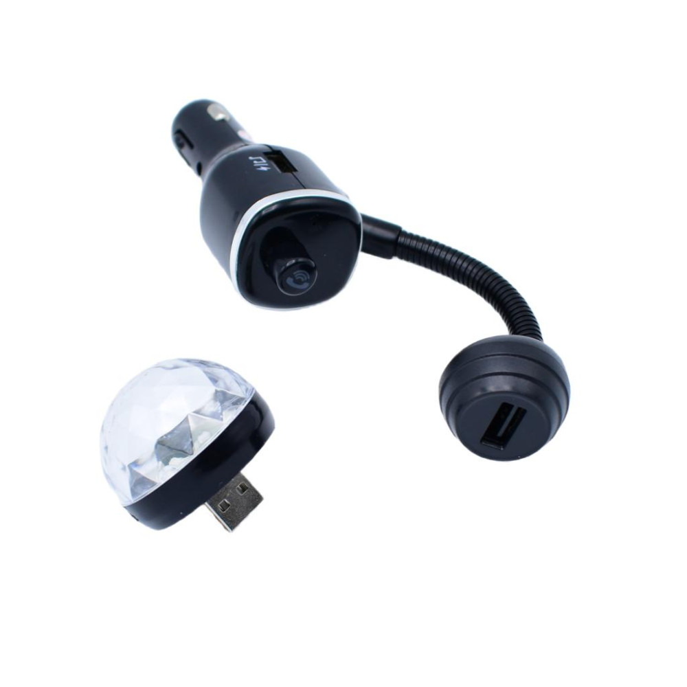Modulator FM Bluetooth 7 in 1 DiscoLight M1, 2 x USB 2.1A, Mp3, redare USB/microSD, functie handsfree 3