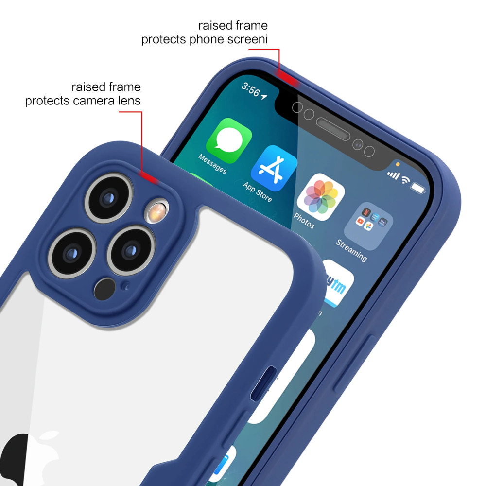 Husa Apple iPhone 12, Luxury 360° (fata + spate), protectie camere, rosu cu spate transparent 4