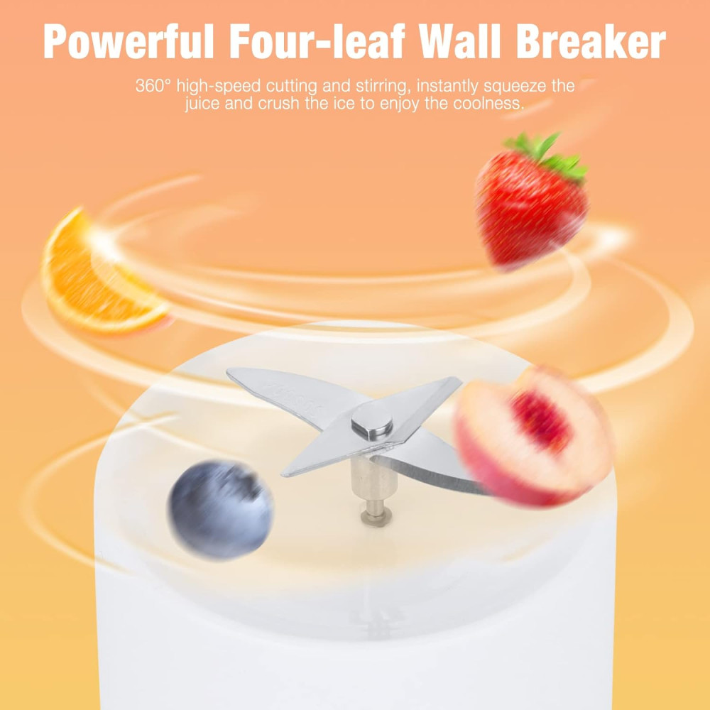 Mini blender / smoothie maker portabil A-579, 300 ml, incarcare USB, alb 5
