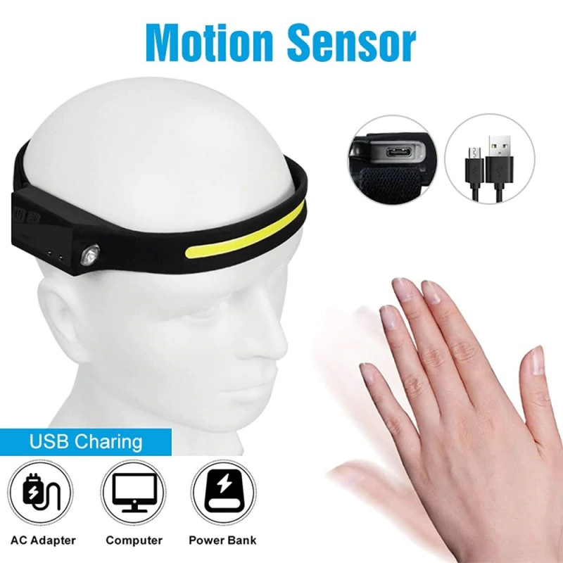 Lanterna frontala flexibila, cu acumulator si senzor de miscare, LED COB + LED XPE 2