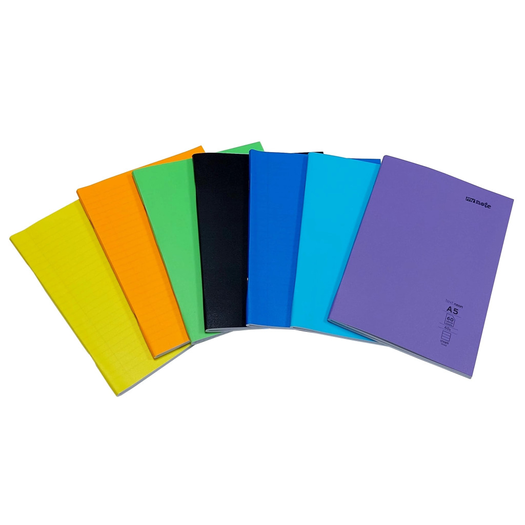 Caiet scolar Mynote Text Neon, A5, 60 file, dictando, coperta PP, galbena 2