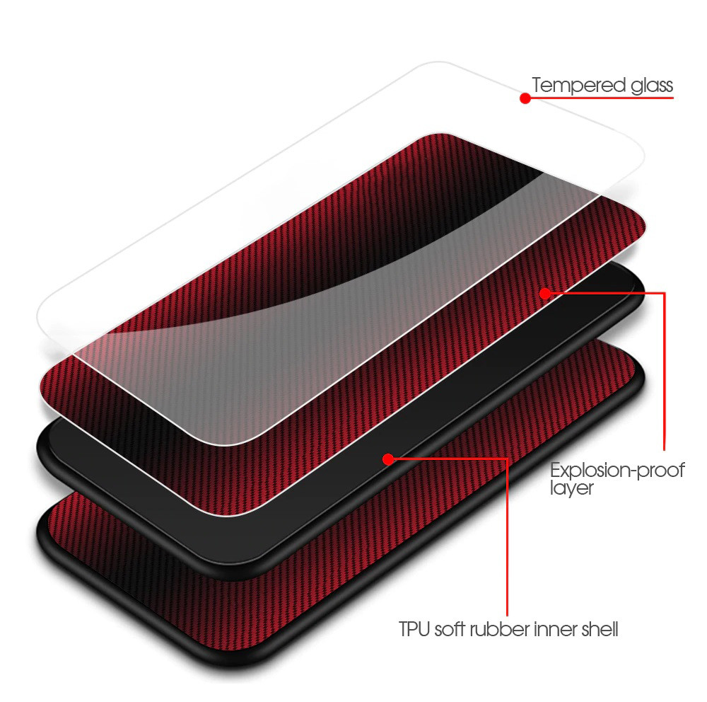 Husa Carbon Glass pentru Samsung Galaxy A41, sticla si silicon, negru 2