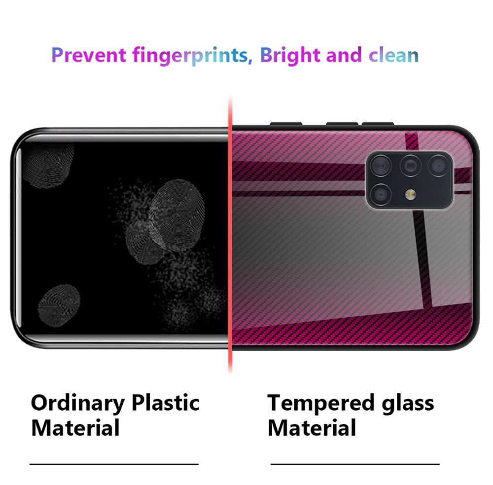 Husa Carbon Glass pentru Samsung Galaxy A41, sticla si silicon, negru 4